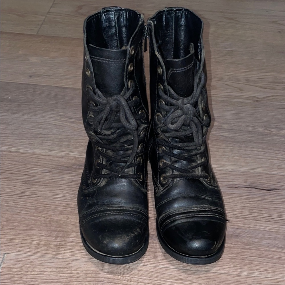 Black Lace-Up Combat Boots